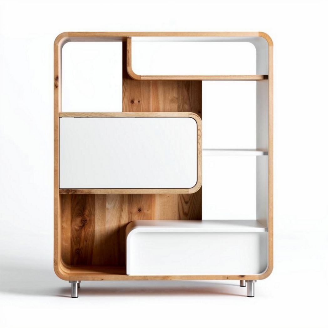 Wooden Display Cabinet with Open Shelves – Suitable for Living Room – Made of Solid Wood and MDF – 120 x 80 x 30cm
