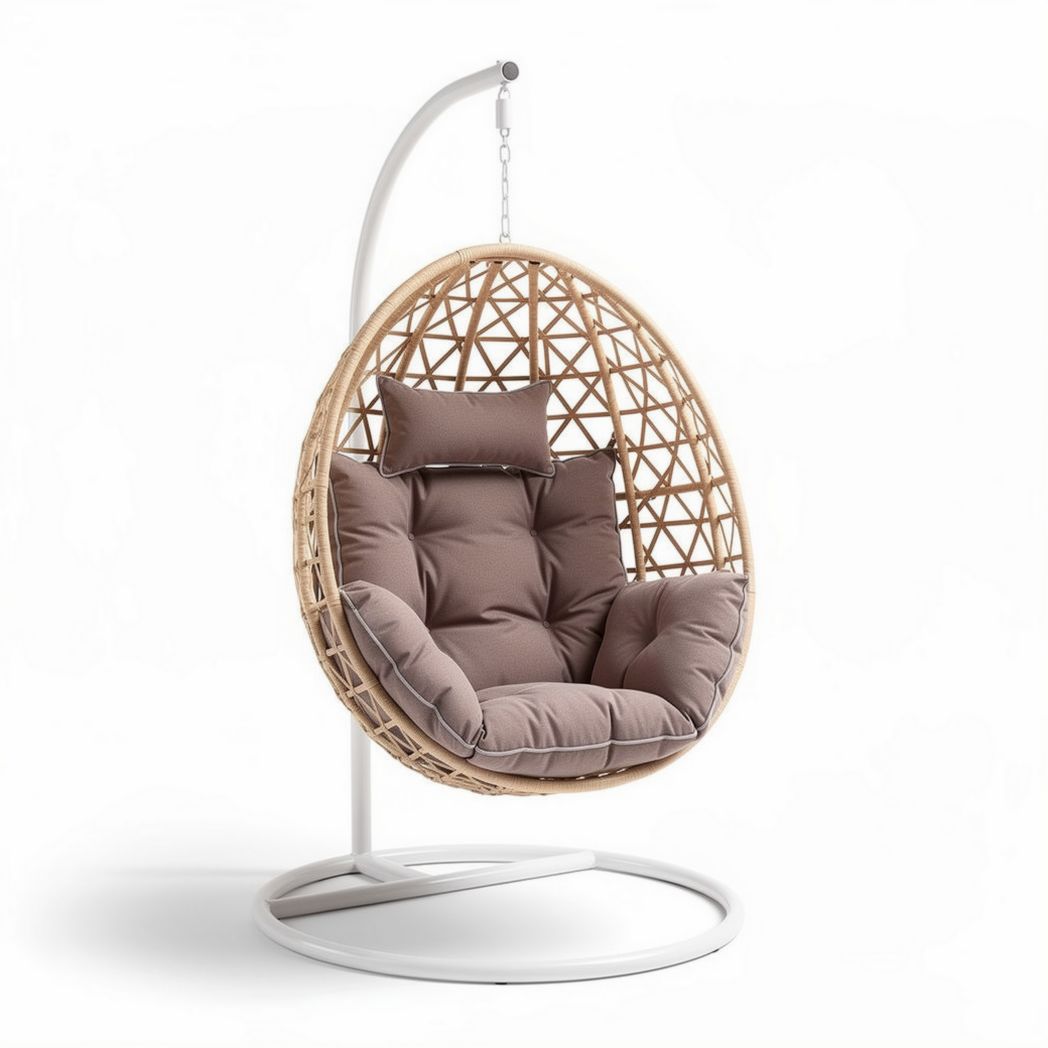 Hanging Rattan Chair with Cushions for Indoor or Outdoor Use – 80 x 90 x 150cm