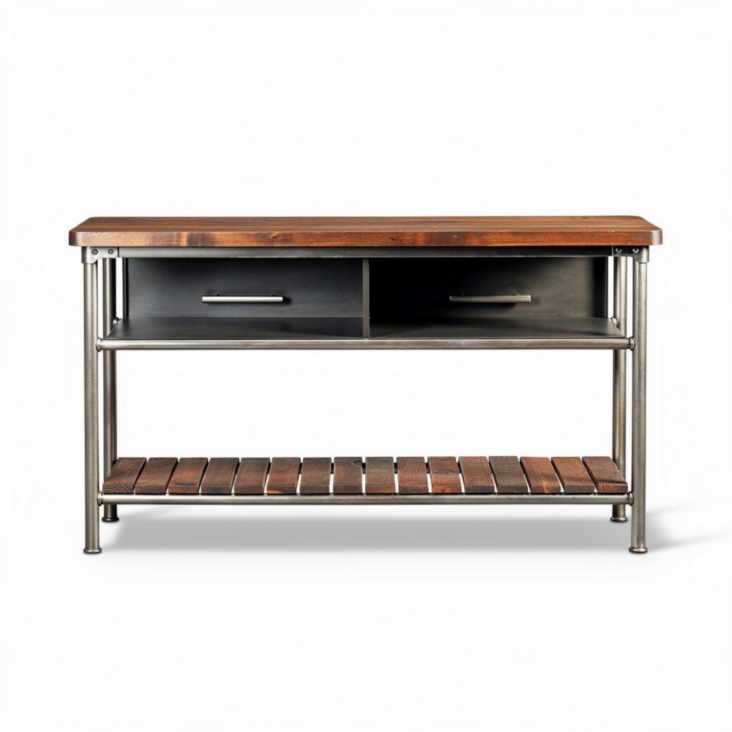 Industrial Style Console Table for Entryways and Living Spaces with Metal and Wood Materials – 120 x 40 x 80cm