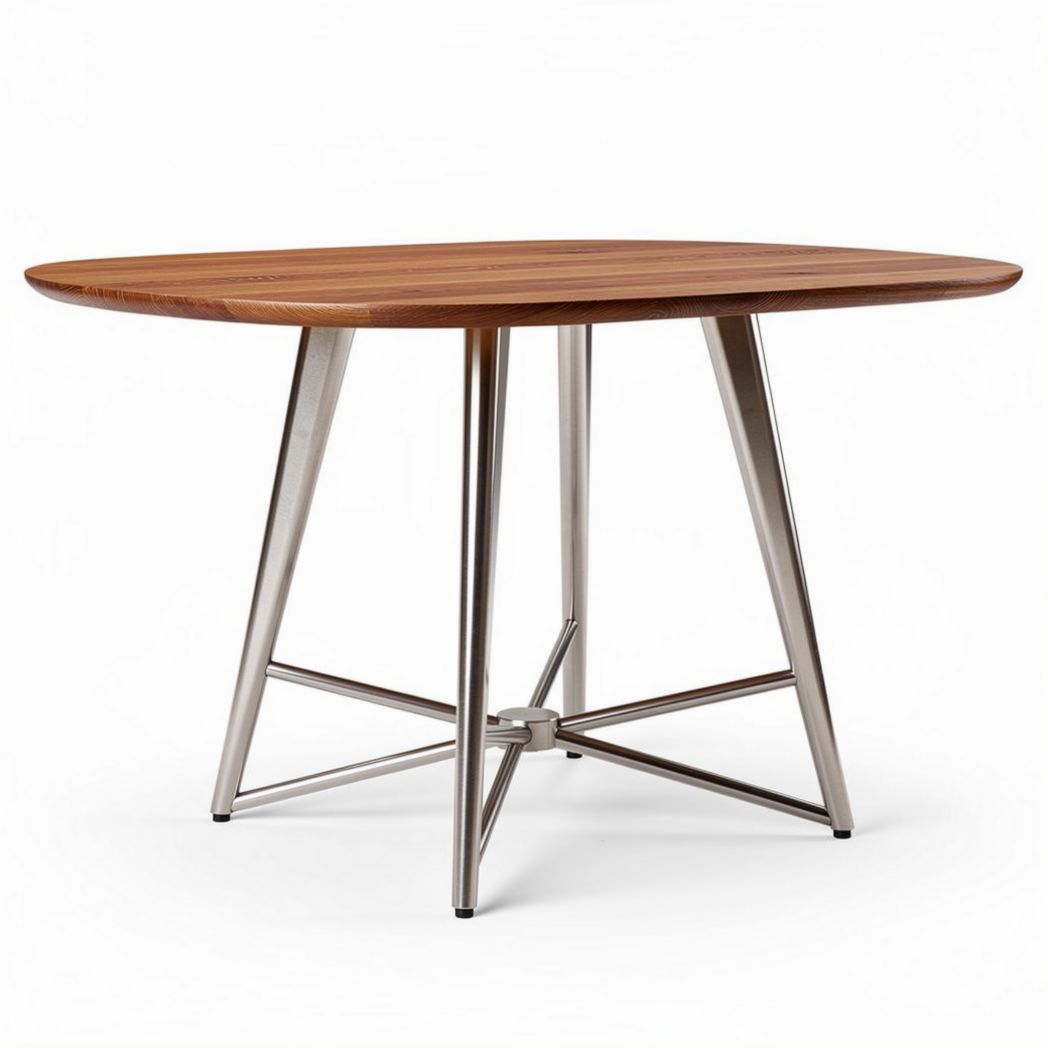 Round Dining Table for Home or Office Use, Wood Top and Plastic Base, 120 x 120 x 75cm