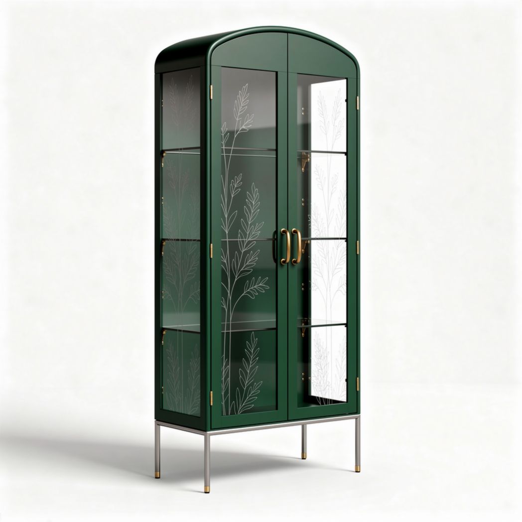 Glass Display Cabinet for Home Decor Storage – Metal and Glass Construction – 60 x 30 x 180cm