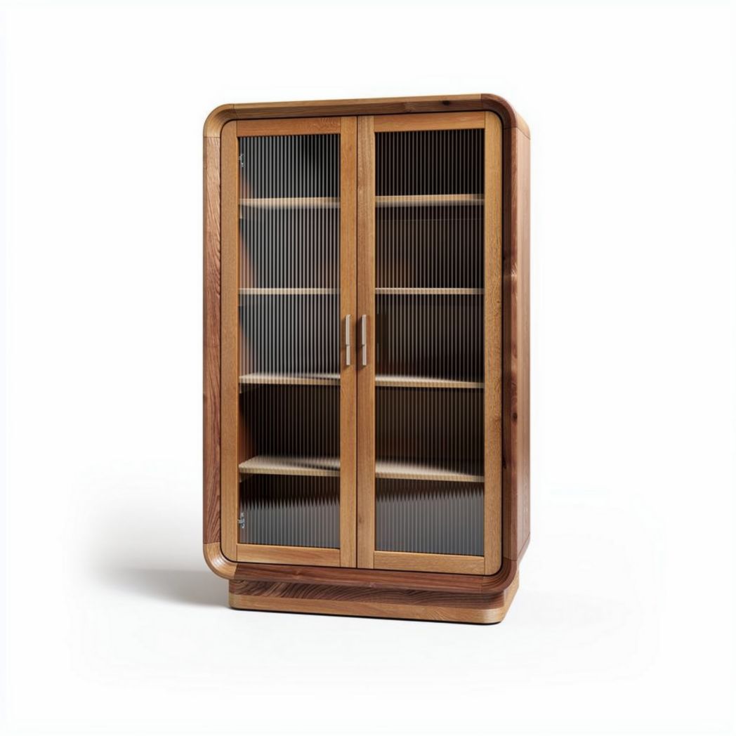 Wooden Display Cabinet for Home Organization – Glass and Wood Construction – 90 x 45 x 180cm