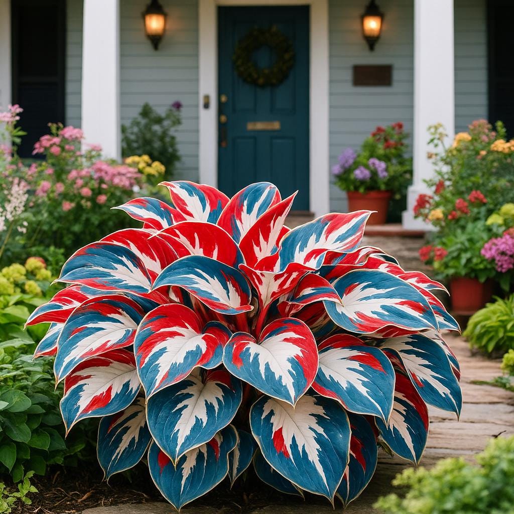 800 Red White Green Tricolor Hosta Seeds | Shade-loving perennial with lush foliage for beds, borders, pots and ground covers